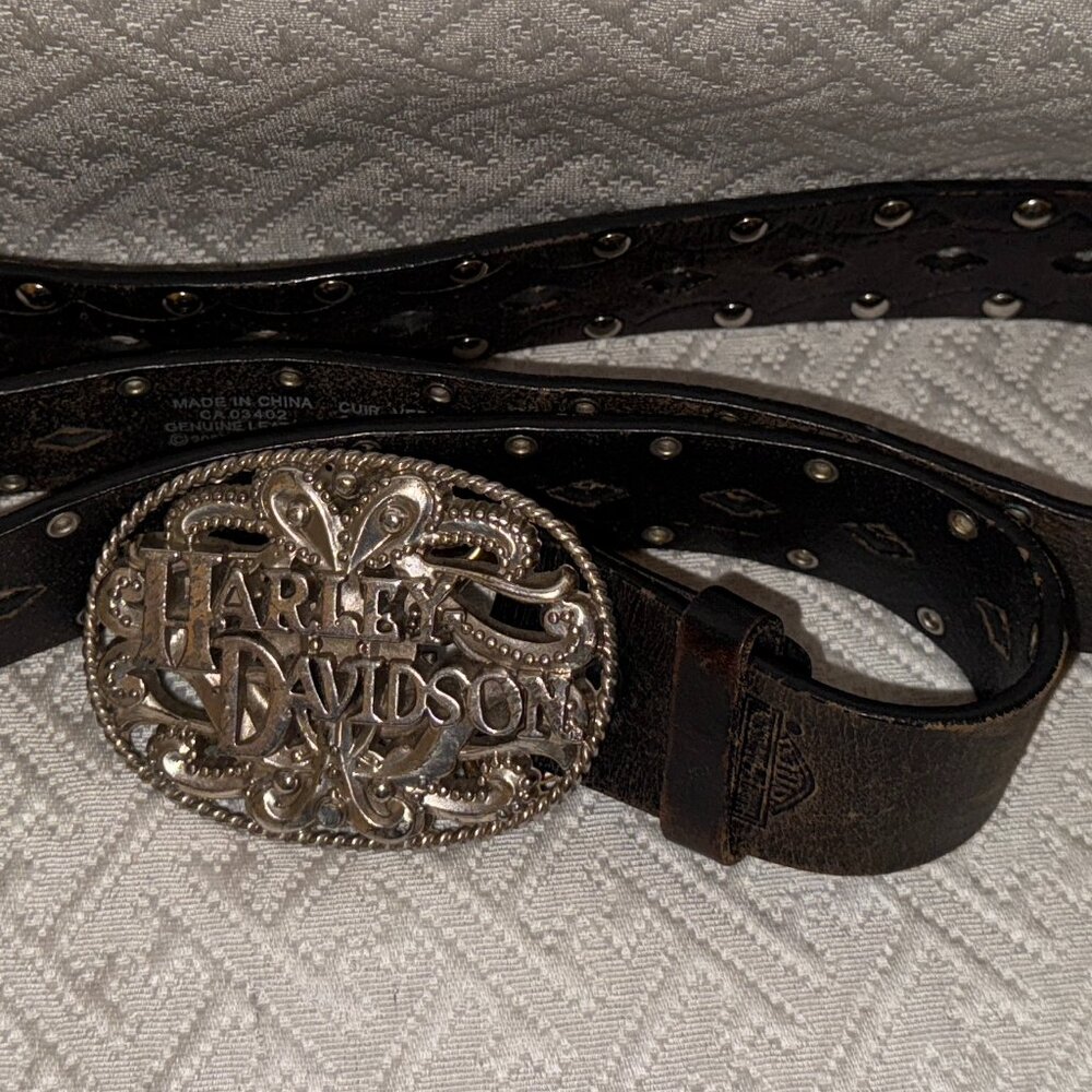 Harley-Davidson Leather Studded Belt - Picture 3 of 6